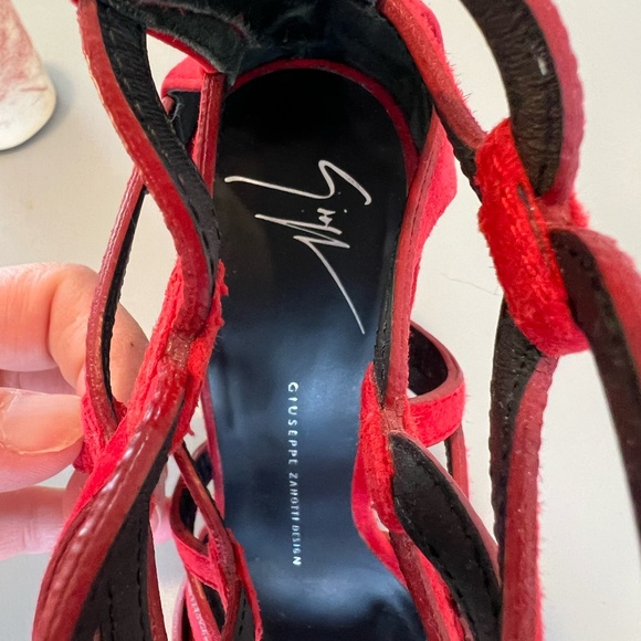 Giuseppe Zanotti Red Suede Strappy Heels – Size 37 - Picture 5 of 7